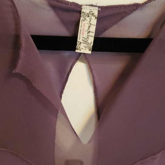 Intimately Free People Mini Purple Mesh Floral Bodycon Illusion Dress - Picture 9 of 16